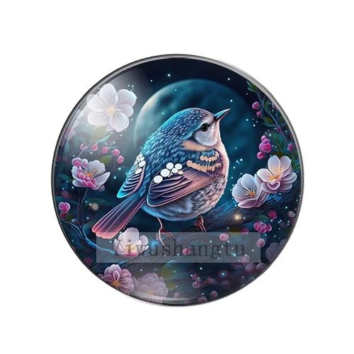 Lovely Cartoon Birds Animal Art Paintings 12mm/18mm/20mm/25mm Round photo glass cabochon demo flat back Making findings