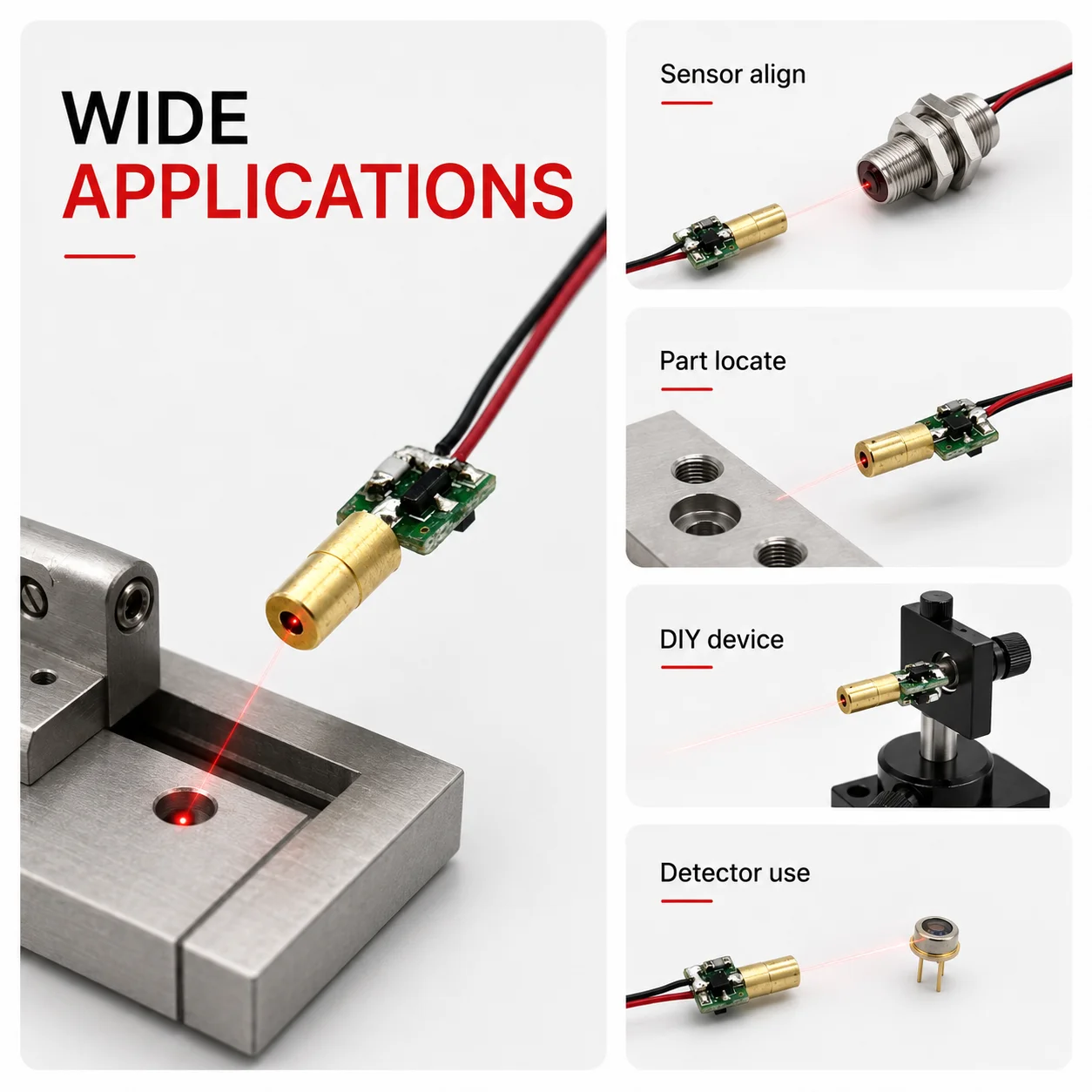650nm 5mW Red Laser Module Single Point Industrial Positioning Head with PCB Driver 2.1-3V Tools Instruments Accessories General