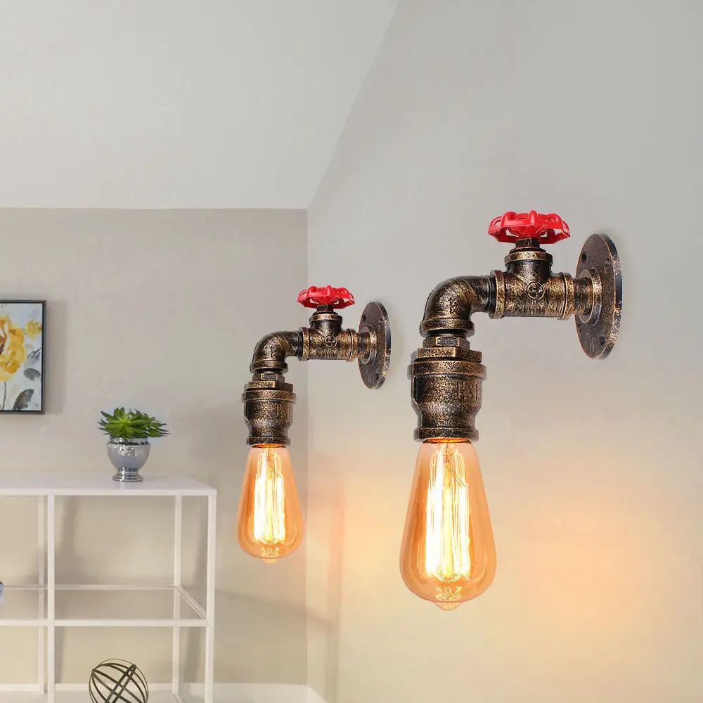 Imagem -04 - Industrial Water Pipe Wall Light Lâmpada do Teto Vintage Loft Retro Bar Café Iluminação Sconce Casa Quarto Restaurante Decoração E27