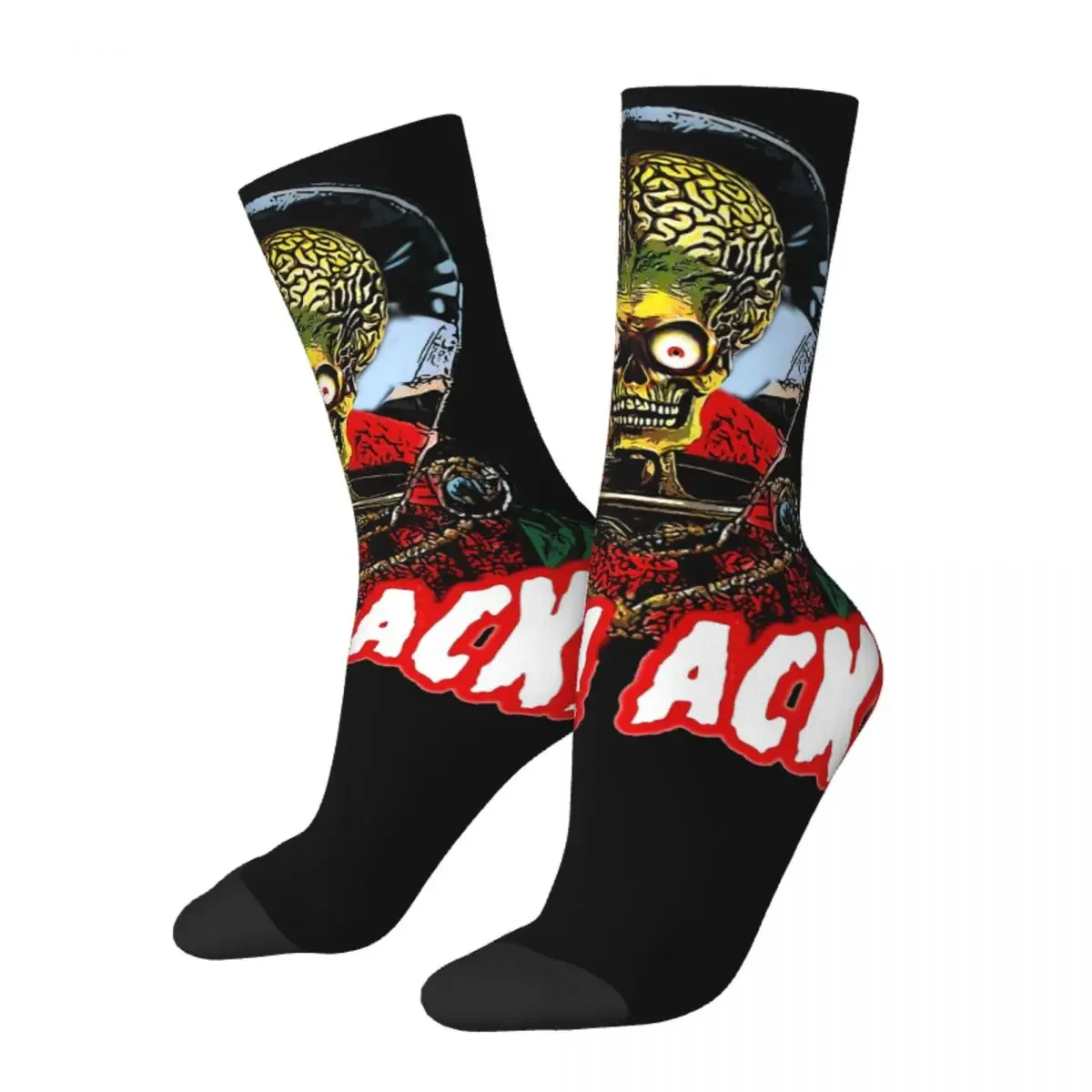 Funny Happy Men's Socks ACK ACK (2) Vintage Harajuku Mars Attacks Hip Hop Novelty Pattern Crew Crazy Sock Gift Printed