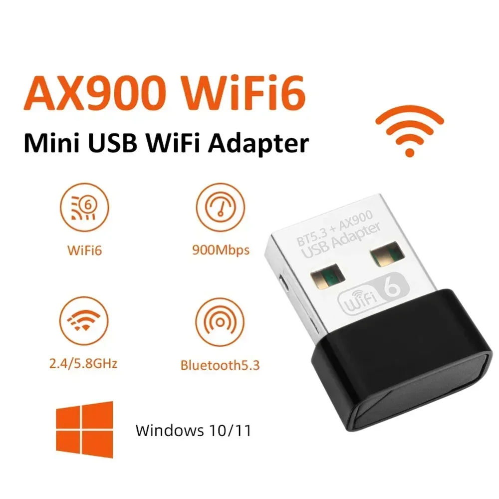 AX900 USB 와이파이 6 블루투스 5.3 어댑터, 2 인 1 동글 듀얼 밴드 2.4G 및 5GHz USB 와이파이 네트워크 무선 리시버 드라이버 무료