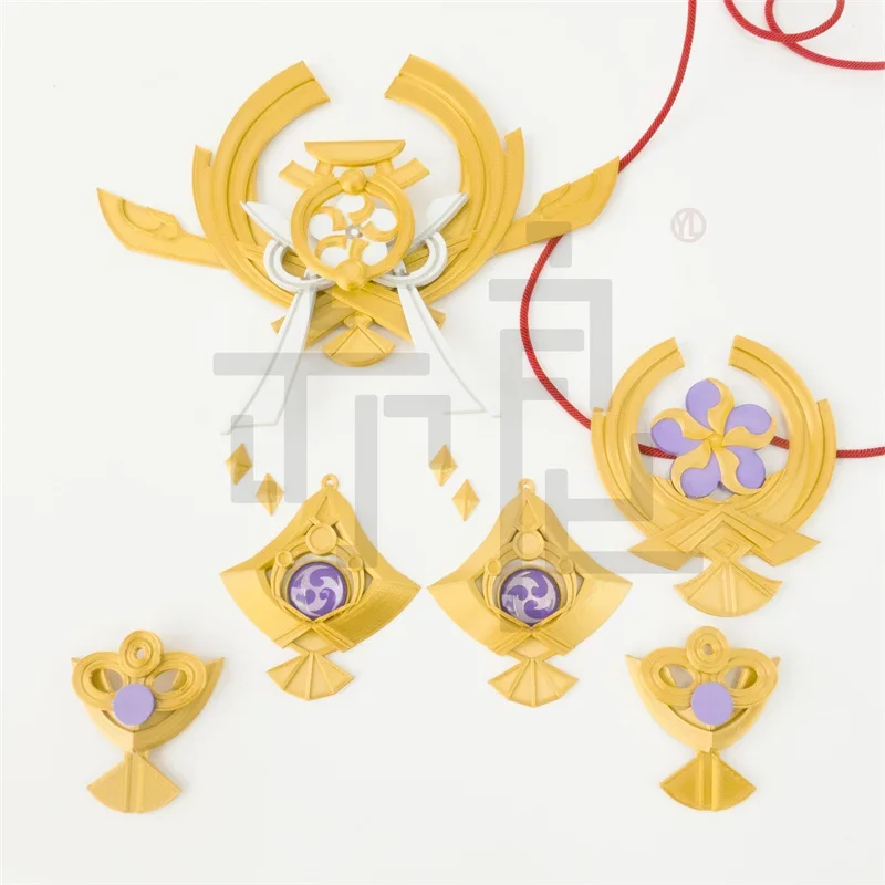 1 Set Genshin Impact Yae Miko Cosplay Weapon Prop Kagura's Verity Accessories Game Headwear Stage Property Set Jewelry Gift