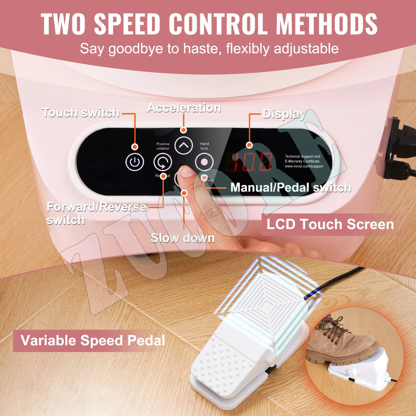 Macchina per la formatura di ceramica da 450 W Ruota per ceramica Ruota in ceramica a trasmissione diretta da 28 cm con 3 gambe di supporto per schermo LCD artigianale fai-da-te