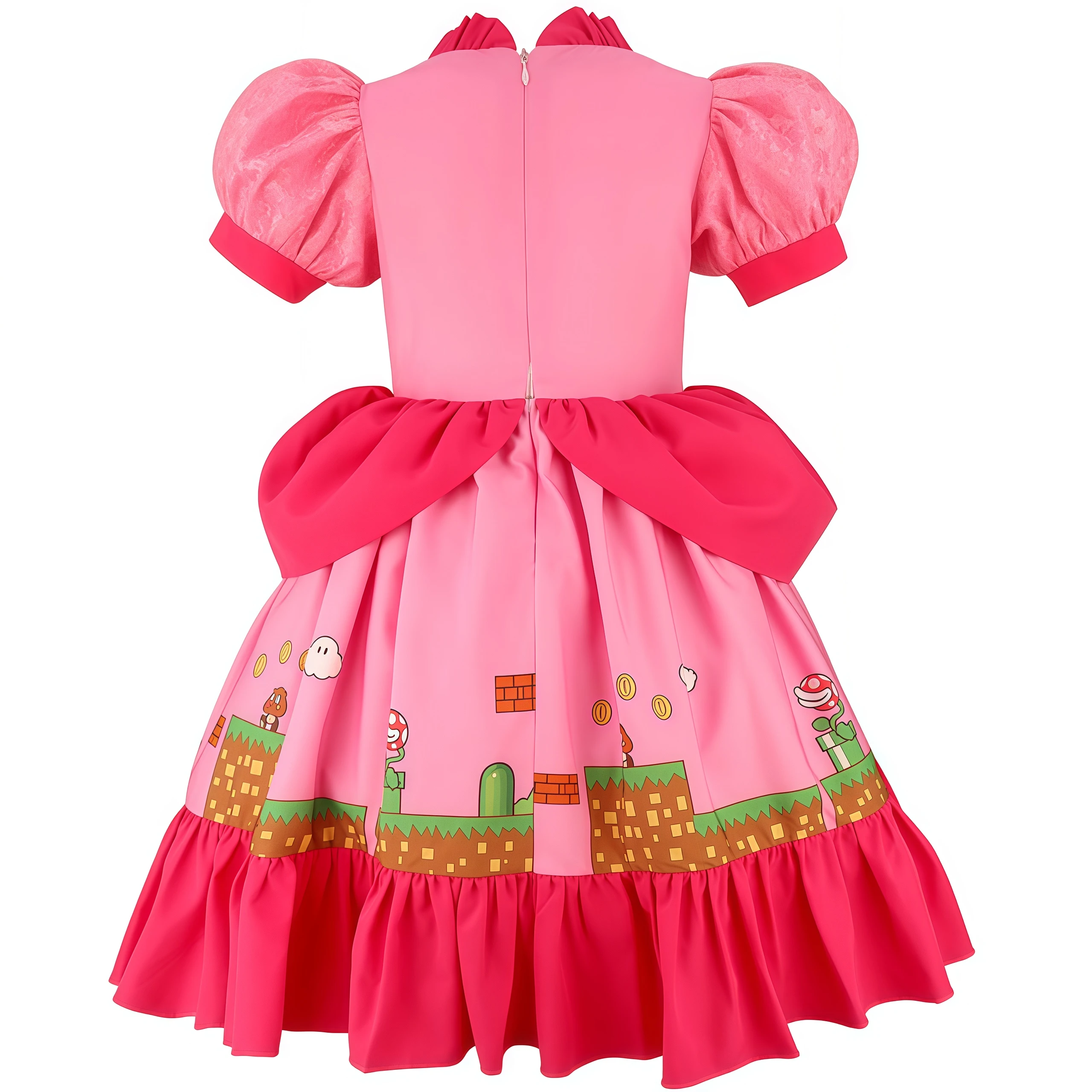 Summer Peach Princess Dress Costume Girls Ball Gown With Crown Kids Cosplay Halloween Carnival Birthday Party Dress 3-10 Years