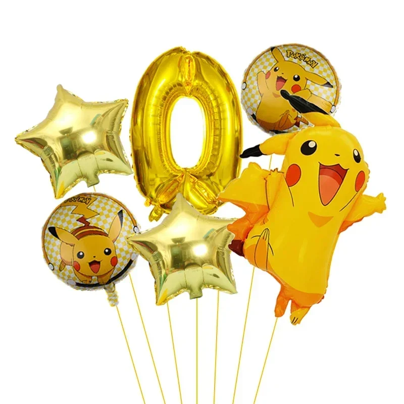 6 stücke Pokemon Monster Set Serie Ballon Set Pikachu kinder Geburtstag Spielzeug Dekoration Aluminium Film Ballon Party Liefert