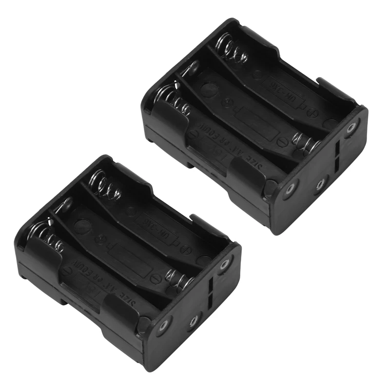 RISE-2X Double Side Spring 6 X 1.5 V AA Battery Holder Case Box Black