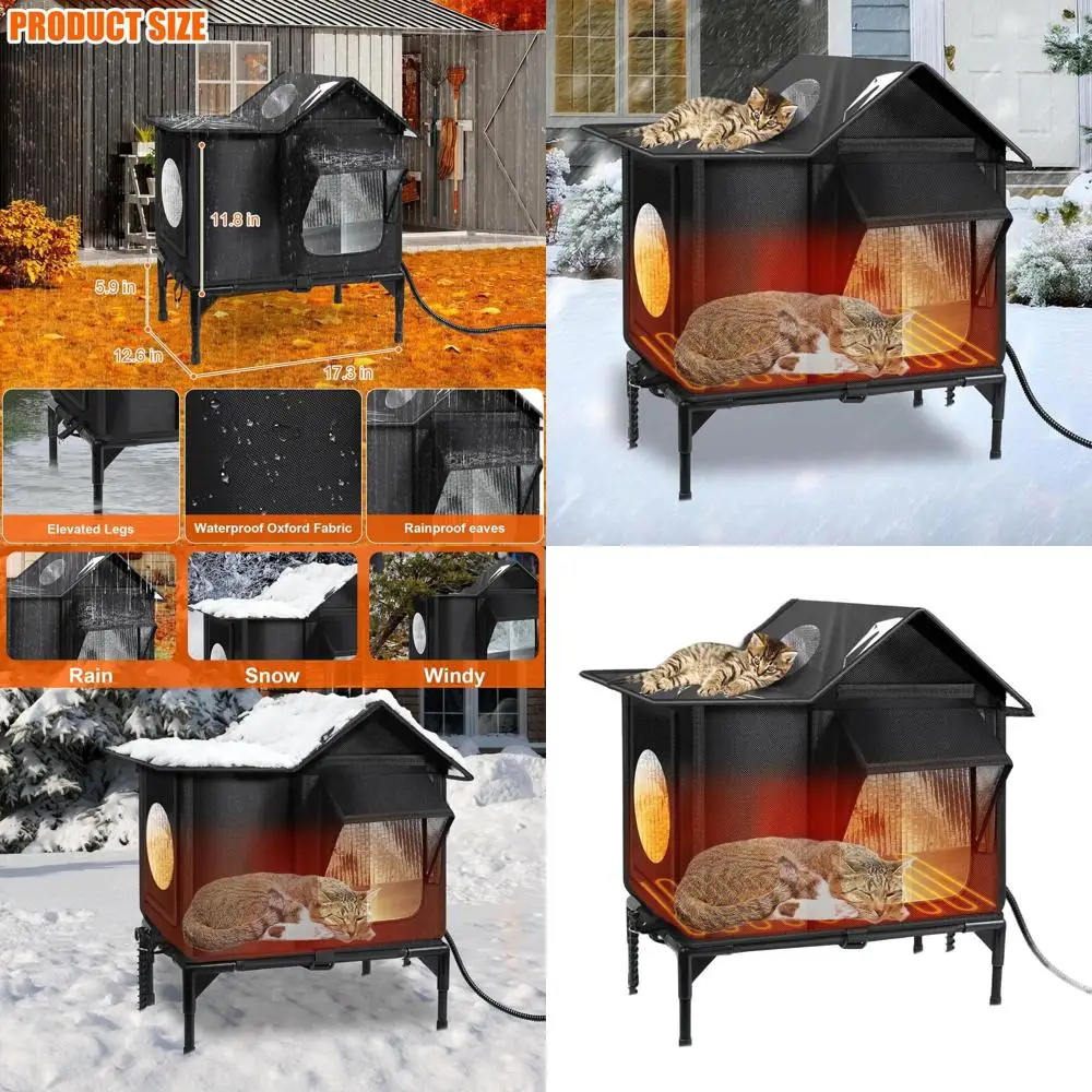 

Weatherproof Heated Outdoor Cat Shelter with Insulation, Safe Entry, and Elevated Base for Stray Cats