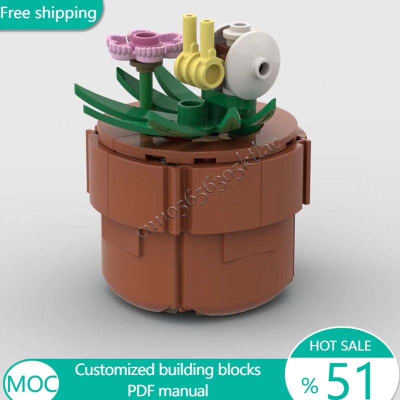 64 PCS Flowers Tiny Potted Snail Plant MOC Customize Modular Building Block Educational Brick Popular DIY Boy Toy Birthday Gift