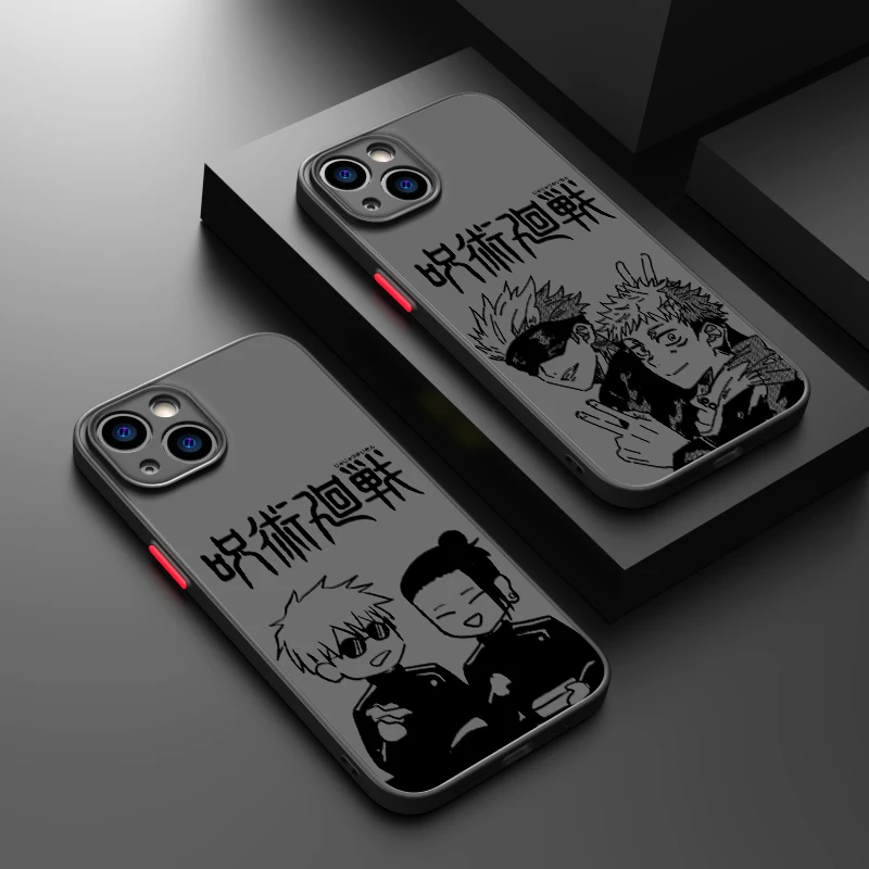 Japan Jujutsu Kaisen Phone Case For iPhone 15 14 13 12 11 8 7 Pro Max mini XS XR X Plus SE Frosted Translucent Cover