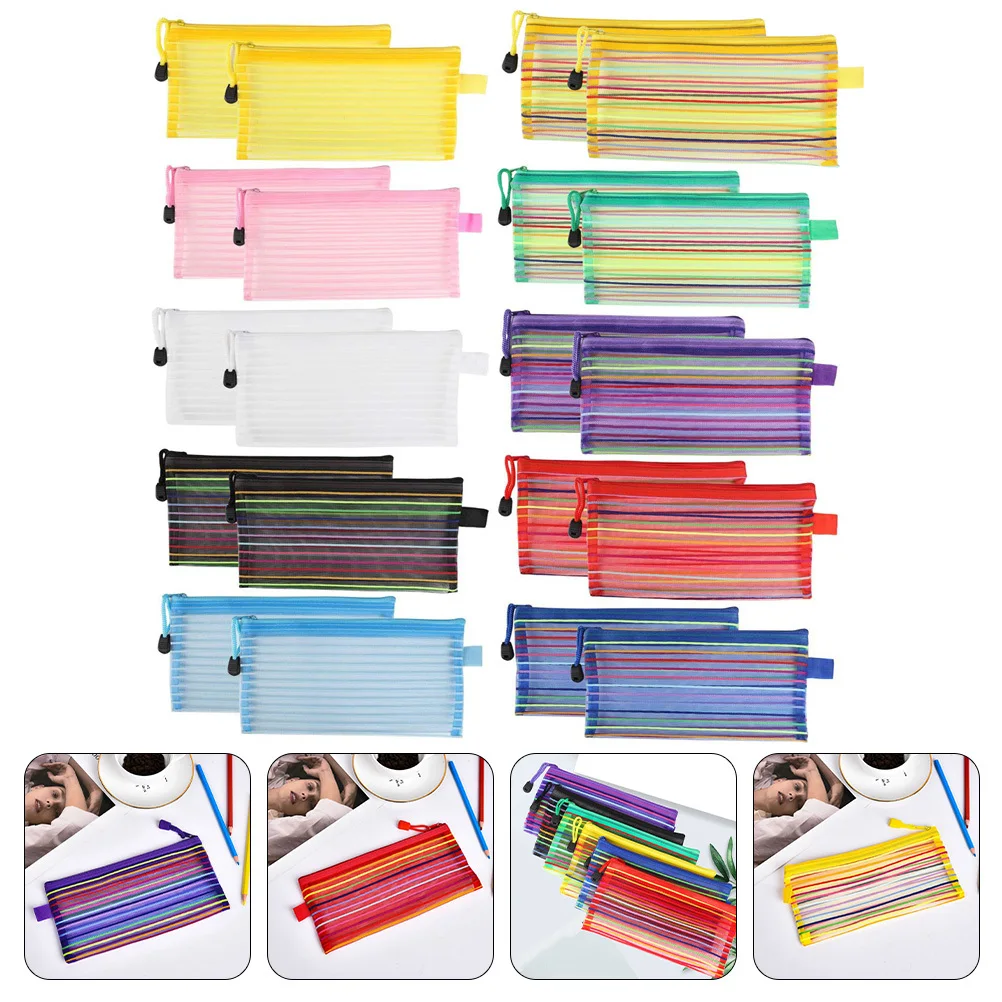 

20Pcs Multi-Functional Pencil Bag Large-Capacity Wear-Resistant Stationery Storage Pouch Portable Pen Case for School Office