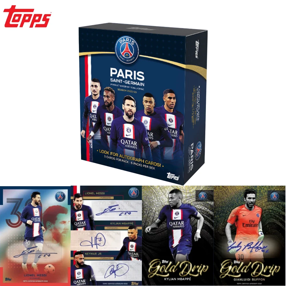 

Authentic Topps PSG 2022-23 Cards - Messi & Neymar Premium Shiny Football Player Collectible Cards Soccer Hobby Gift