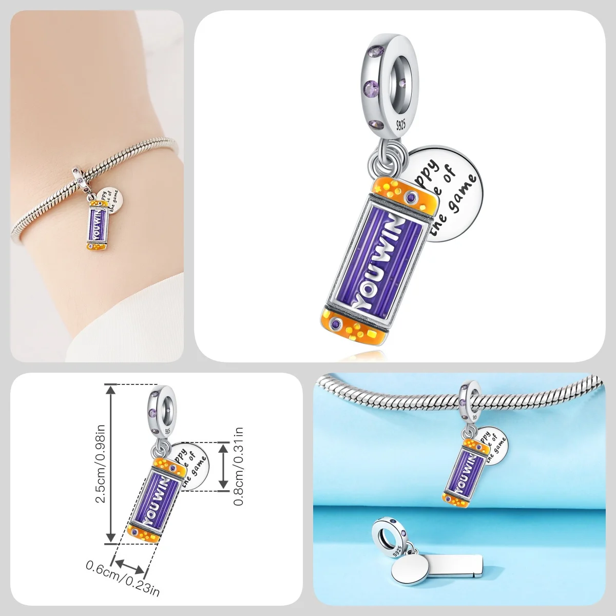 Original 925 Sterling Silber Western Cowboy Anhänger DIY Perlen für Damen Armband Halskette Schmuck Geburtstag Party Mode Geschenke – Detail 39