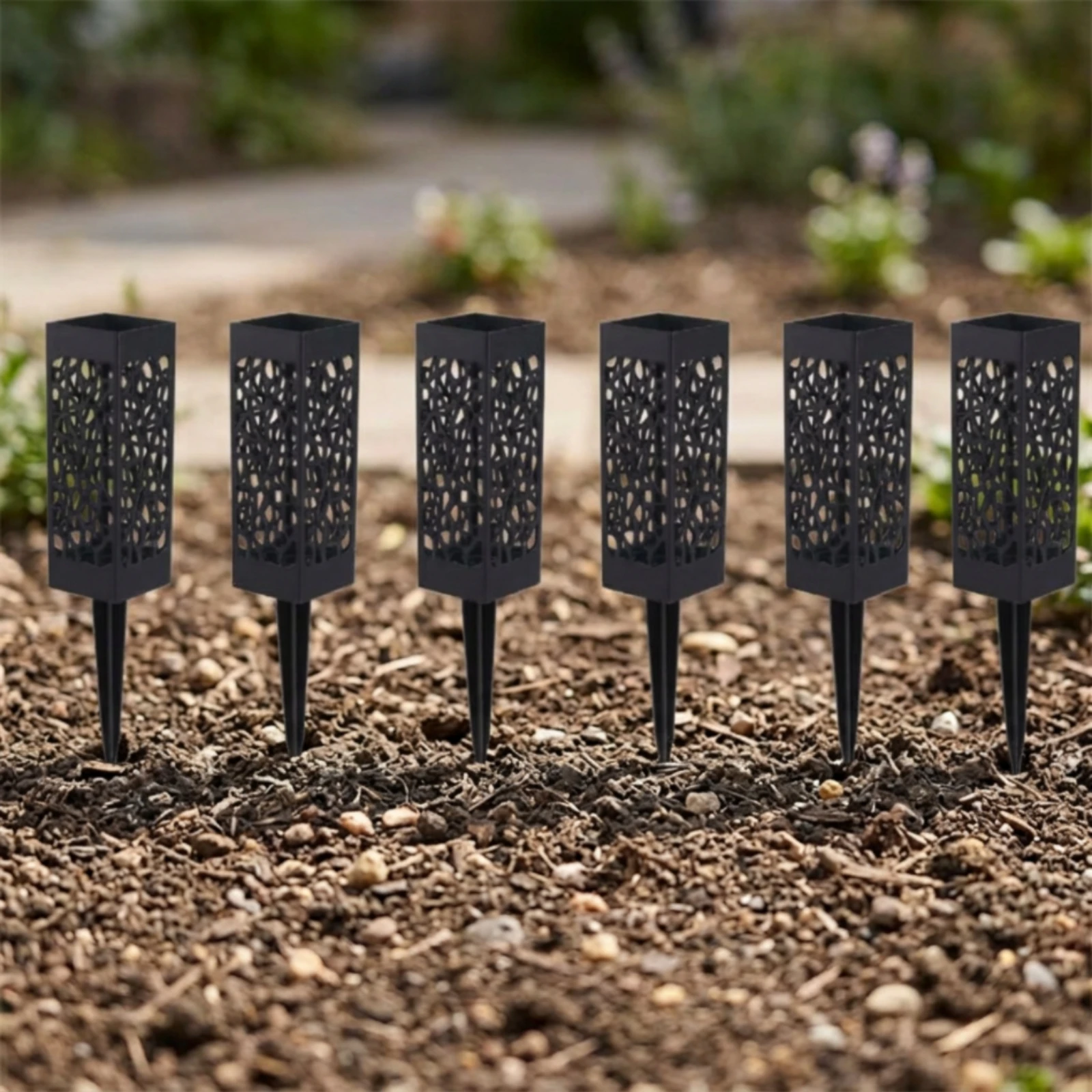 6 Pieces Cemetery Vase with Stake Hollow-out Cemetery Vase with Spike Memorial Flower Holder with Stake Weather-Resistant
