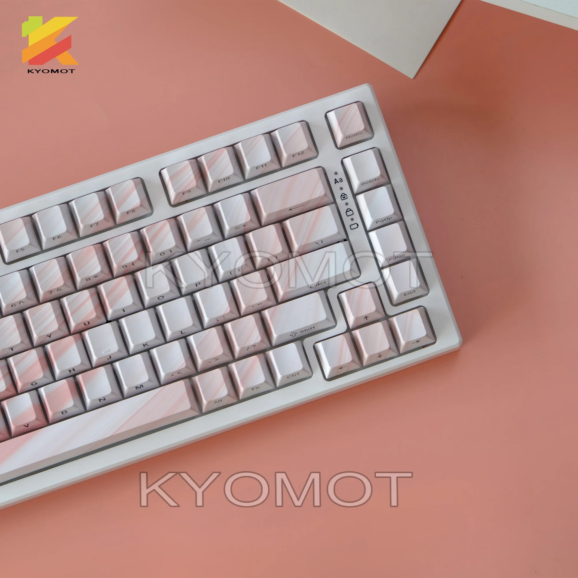 135 مفتاحًا متدرجًا من الحرير الوردي من خلال أغطية المفاتيح الجانبية المطبوعة PBT أغطية مفاتيح مزدوجة النار ملف تعريف الكرز لمفاتيح MX لوحات مفاتيح الألعاب #2