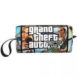 Custom Adventure Game Grand Theft Auto Toiletry Bag Women GTA Cosmetic Makeup Organizer Ladies Beauty Storage Dopp Kit Box