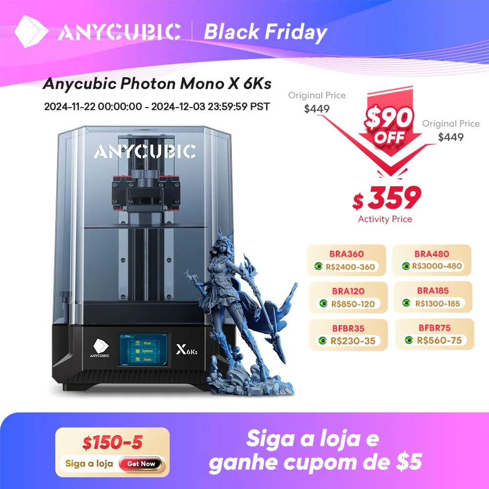 PRESALE ANYCUBIC Photon Mono X 6Ks Drukarka 3D 9,1 cala 6K LCD SLA UV Żywica Drukarka 3D Rozmiar wydruku 200x196x122mm