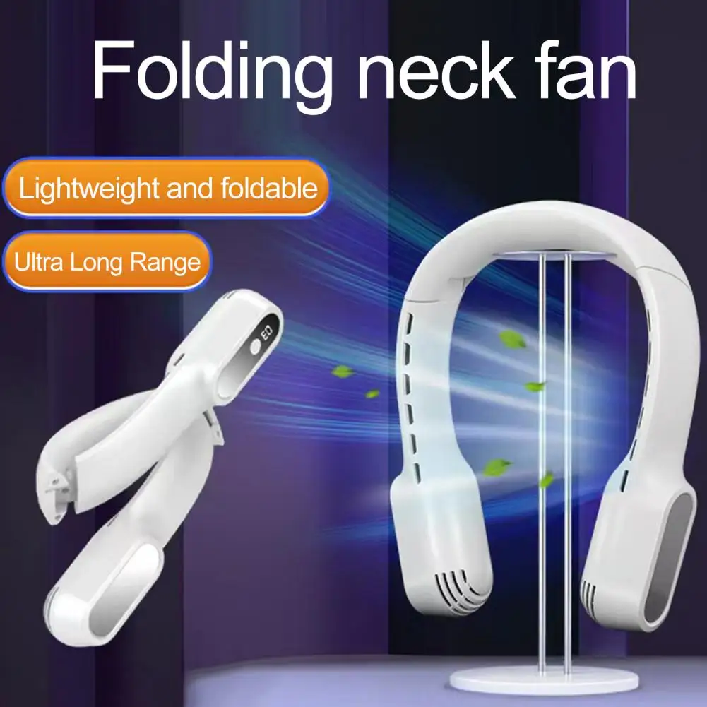 

Portable Folding Hanging Neck Fan Bladeless Ventilador 4000mah Rechargeable 360 Degree Air Conditioning for Sport Neckband Fan