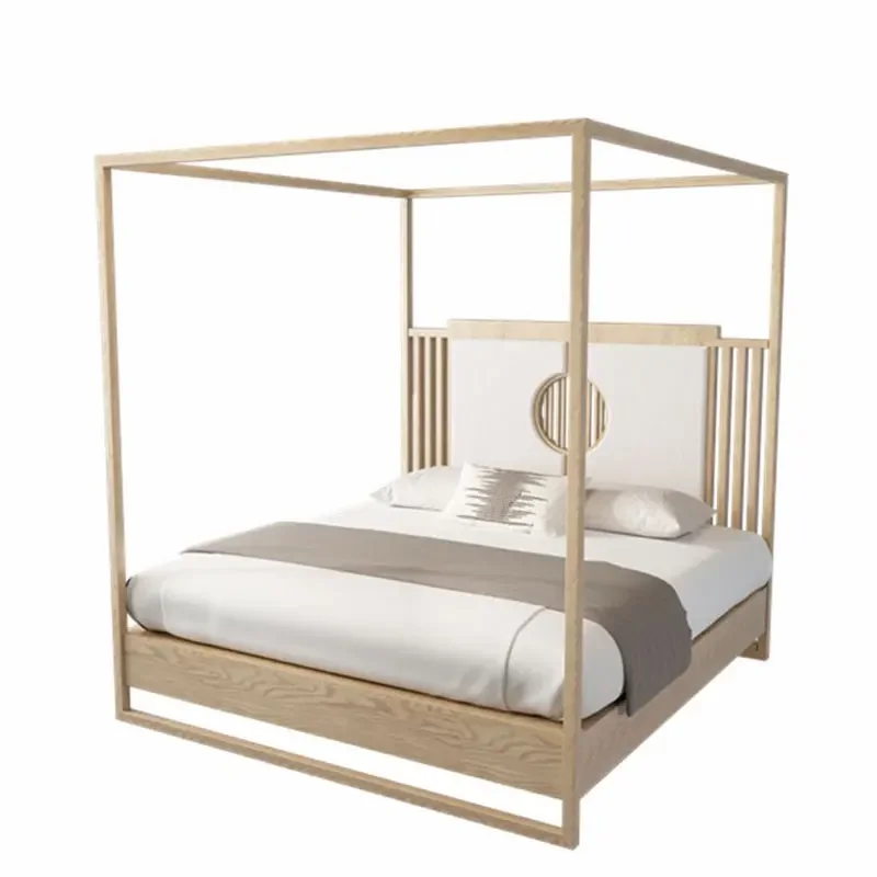 

Modern Simple Zen Homestay Hotel Ash Wood Log Color Master Bedroom Furniture Guest