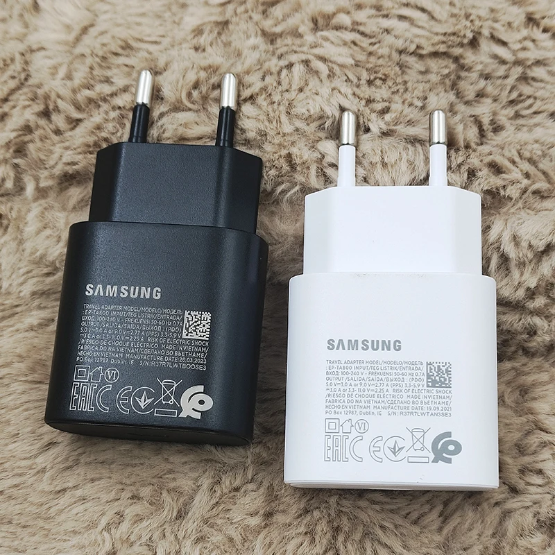 Samsung 25W EU PD Charger Super Fast Charging USB-C Wall Adapter For Galaxy S24 S23 S22 S21 Ultra Note20 A55 A54 1/1.8M PD Cable