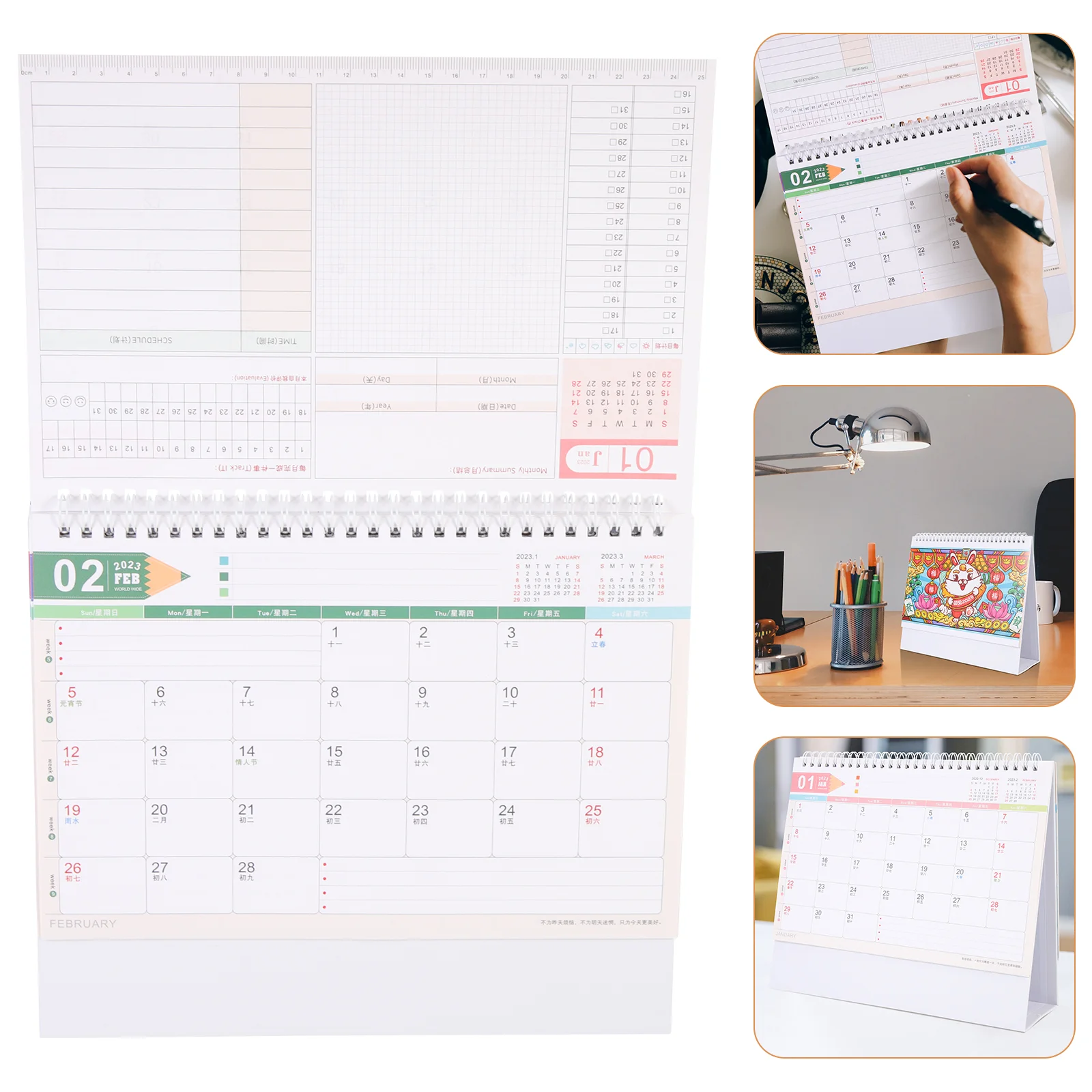 Desk Calendars 2023 Office Cartoon Decorative Tabletop Schedule Planner Delicate Fashionable