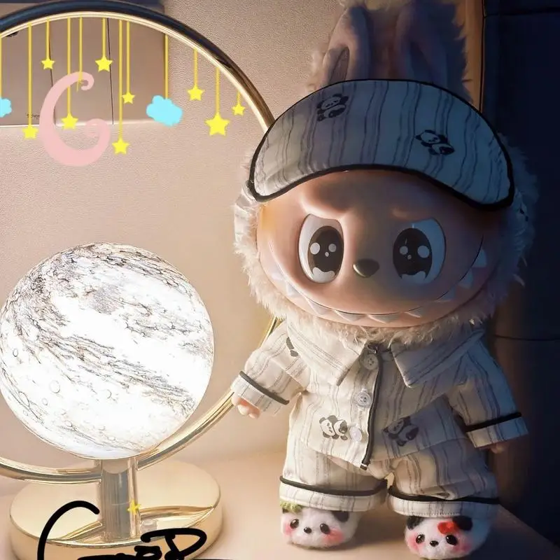 ل Labubu ملابس الطفل 17 سنتيمتر ملابس النوم لطيف أفخم دمية فستان مجموعة الإبداعية مفاجأة فستان هدية اكسسوارات