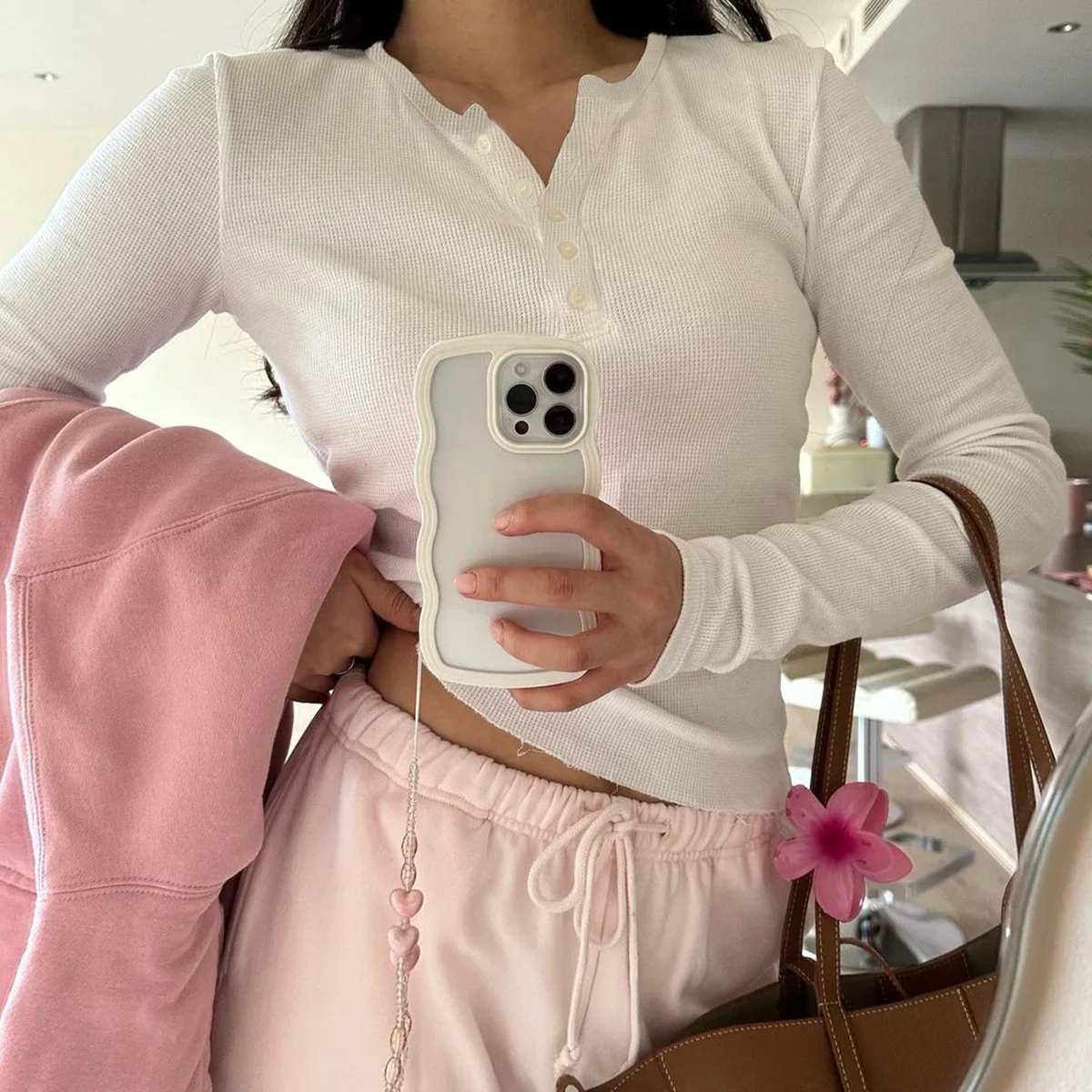 DiYun ربيع وصيف 2025 عادية محبوك طويل Sve V-Ne المرأة تي شيرت لون نقي زر عبر الحدود Faion ملابس نسائية #4