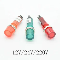 5pcs 220v 12v 24vdc Montage loch 10mm Signallampe Panel Montage Neon anzeige rot grün orange Lichter