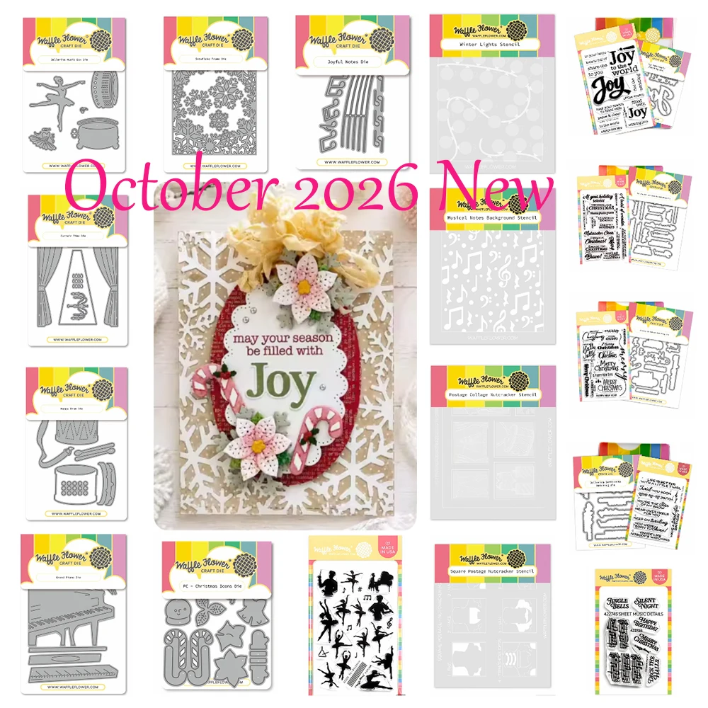 Oktober 2026 Neue Waffelblumen PC Weihnachts-Icons Stanzformen Metall-Stanzschablonen für DIY Scrapbook Grußkarten Handgemacht
