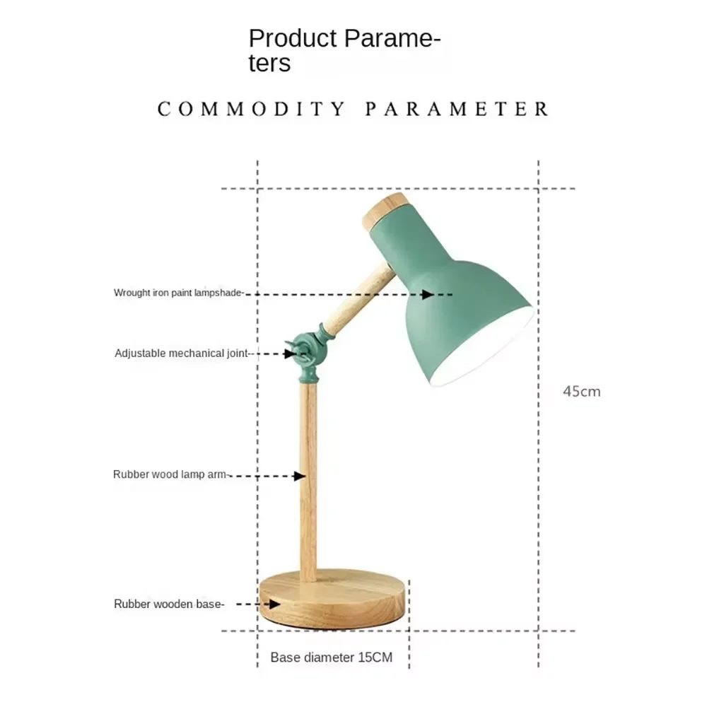 Kreatywna skandynawska lampa stołowa Drewniana artystyczna lampa stołowa LED z głowicą obrotową Proste lampy biurkowe / ochrona oczu Czytanie i