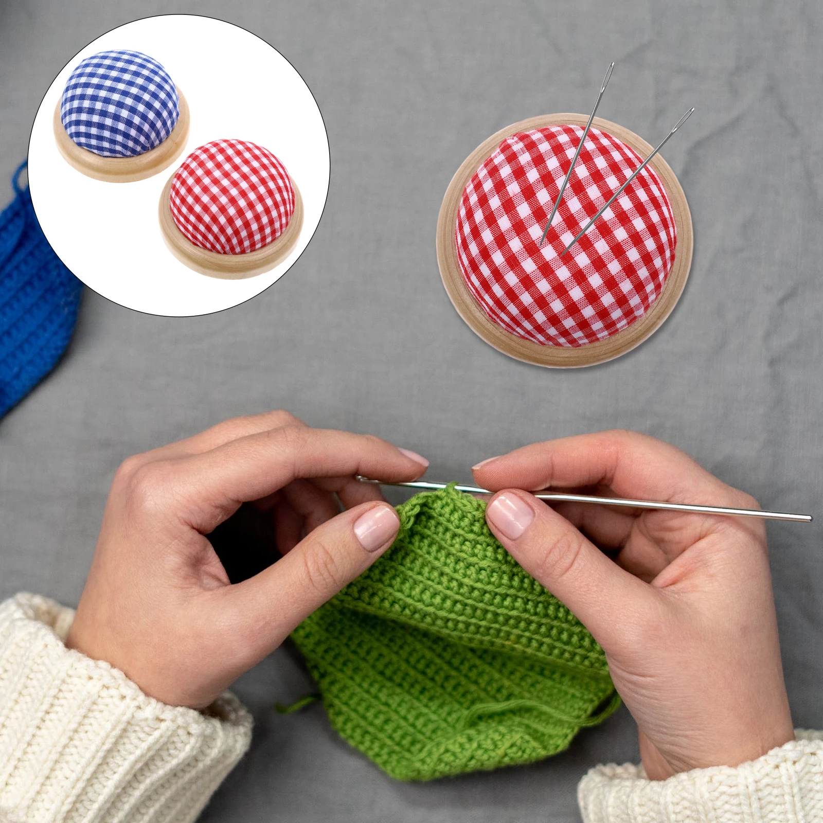 

2 Pcs Pin Cushions Sewing Needle Storage Case DIY Handcraft Tools Organizer Portable Cross Stitch Kit Red Color