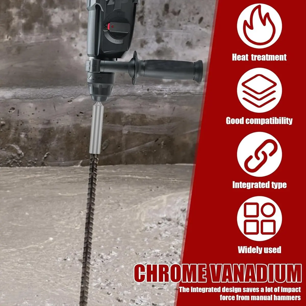 New 3PCS SDS Plus Ground Rod Driver SDS Plus Ground Rod Bits Driver Socket One-Piece Design for Commercial Industrial