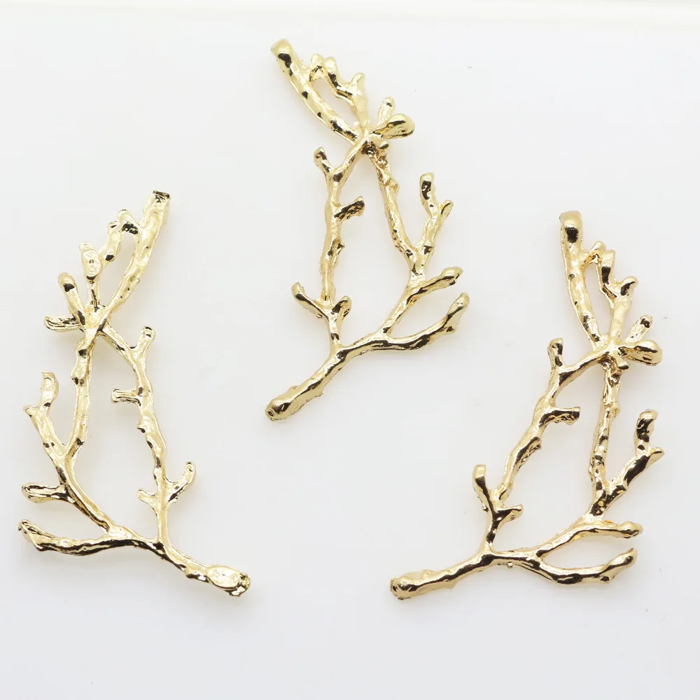 5Pcs Hot Sale 23*58MM Golden and Silver Alloy Branch Jewelry Accessories DIY Wedding Clothing Holiday Party Hat Decoration