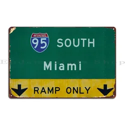 Us Road Sign Miami South Interstate 95 Metal Sign Wall Decor Plaques Funny Garage Designing Tin Sign Poster