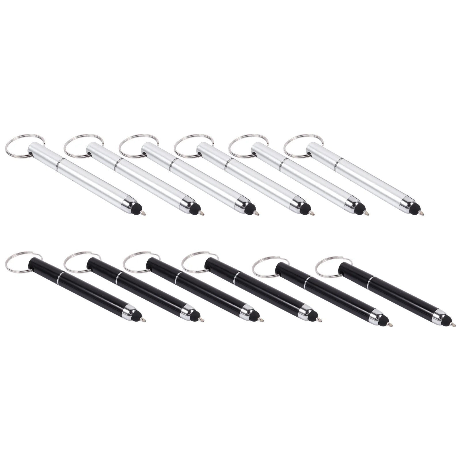 

12 Pcs Touch Screen Ballpoint Pen Key Ring Keyring Capacitive Stylus Rings Plastic Alloy