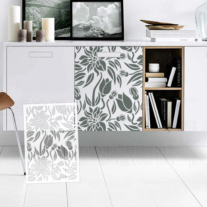 58cm - 116cm Stencil For Painting Customize Wall Template To Paint Decor Plaster Custom Decors Putty Flower Leaf Floral S674