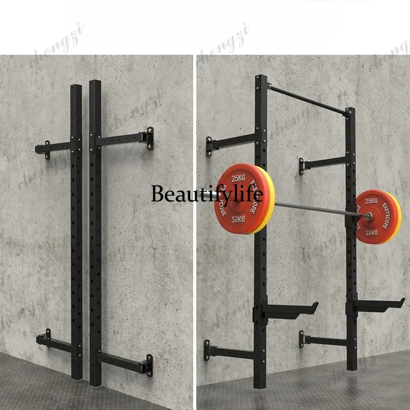 Left-right folding multifunctional squat rack, home bench press barbell rack, comprehensive fitness equipment