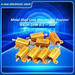 5PCS 10W-RX24 Aluminum Power Metal Shell Case Wirewound Resistor 0.1  0.5 1 2 3 5 6 8 10 20 100 150 200 300 500 1K 10K ~ 30Kohm