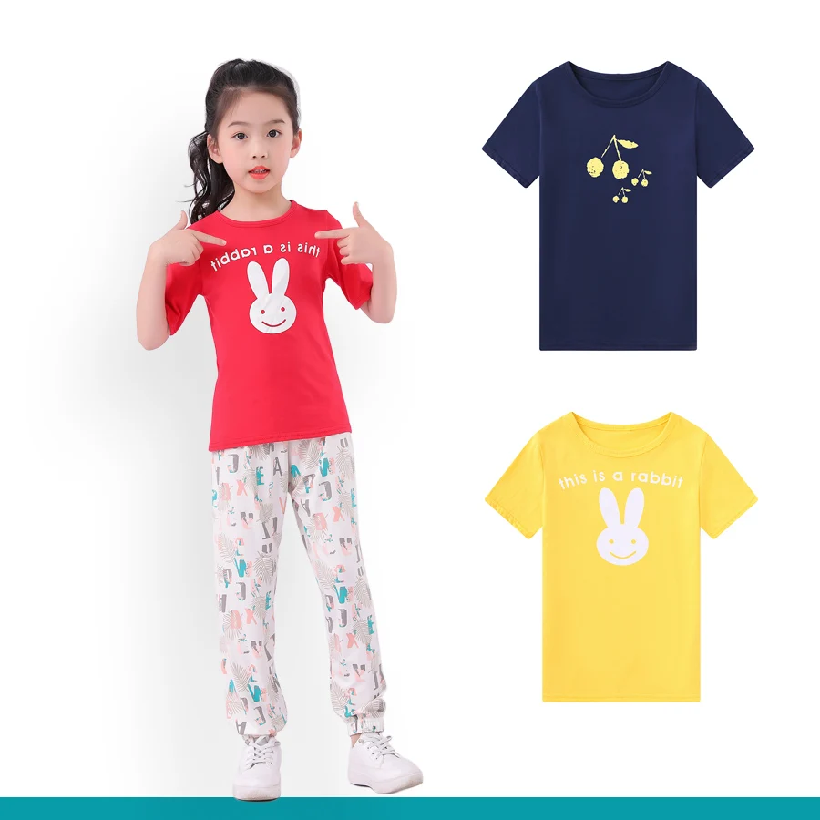 SheeCute Summer Girls Short Sleeve Tees Kids Cotton Print T Shirt SCH653