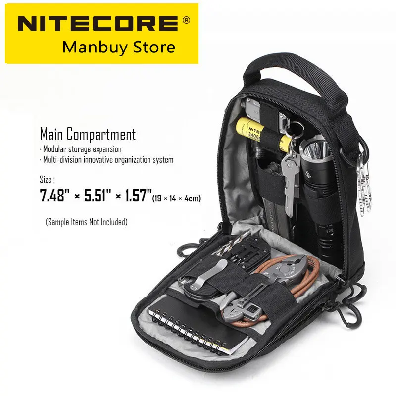 NITECORE NUP10 NUP20 Pocket Pouch Black Sling Bag 1000D Nylon Handbag Tactical Crossbody  Molle System Waist s Men Women