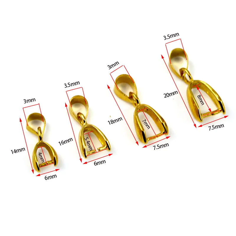 30Pcs/Lot Copper Gold Color Pendant Pinch Bail Clasps Necklace Hooks Clips Connector for DIY Jewelry Making Finding Accessories