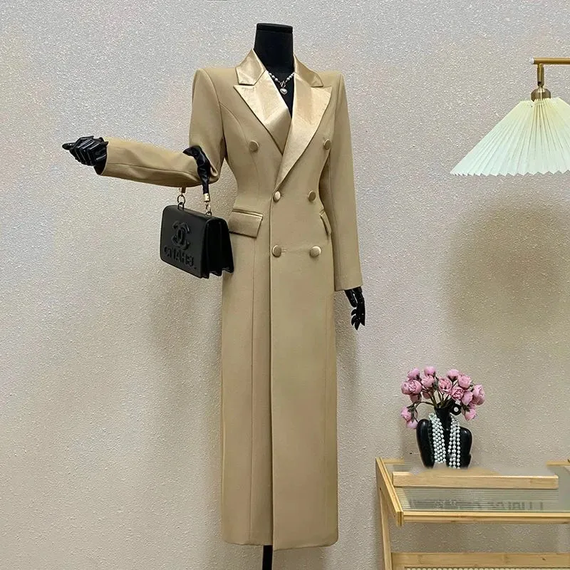Women's Overcoat 2025 New Fashion Women's Trench Coat Spring Autumn Camel Gold Commuter Double-Breasted Women's Trench Coat H617