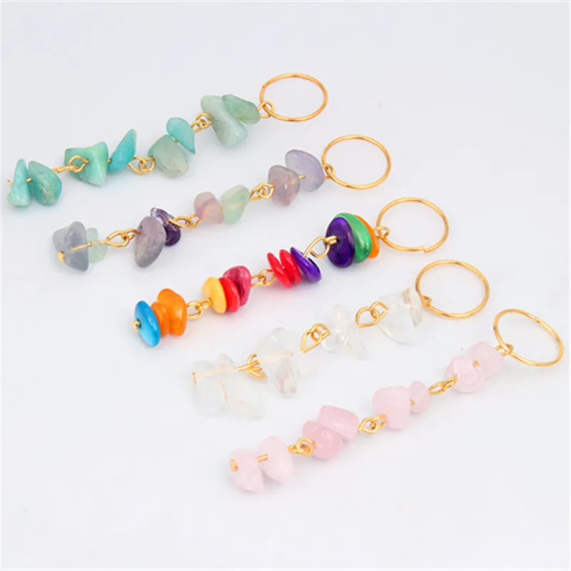 10pcs Bohemian Natural Stone Dreadlock Hair Rings Cuffs Clip Hair Braids Dirty Braids Bead Hairpin Hair Accessories for Women