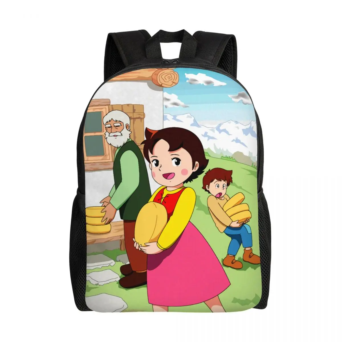 Heidi With Peter Help Her Grandfather Laptop Backpack Women Men Bookbag for School College Students Alps Mountain Cartoon Bag