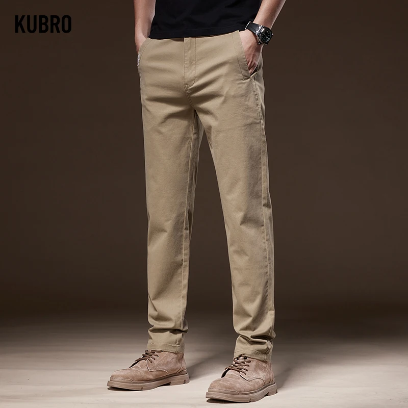 KUBRO Business Casual Trousers Men\'s 2024 Autumn New Men\'s Clothes Work Pants Male Formal Dress Straight Pants Black Gray Khaki