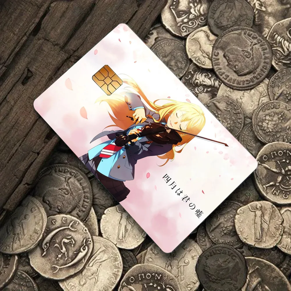 

Your Lie In April Card Stickers 4pcs PVC Credit Card Skin Stickers Removable Self-adhesive Protective Film