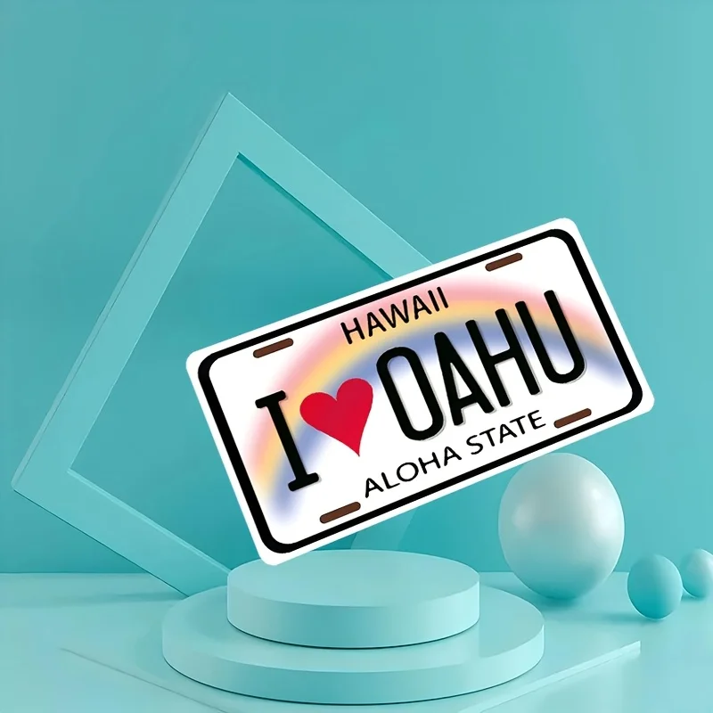 Hawaii ILOAHU Aloha State License Plate Cover, Matte Aluminum, Universal Fit,  Style Metal Sign for Home, Restaurant, Cafe, Gar