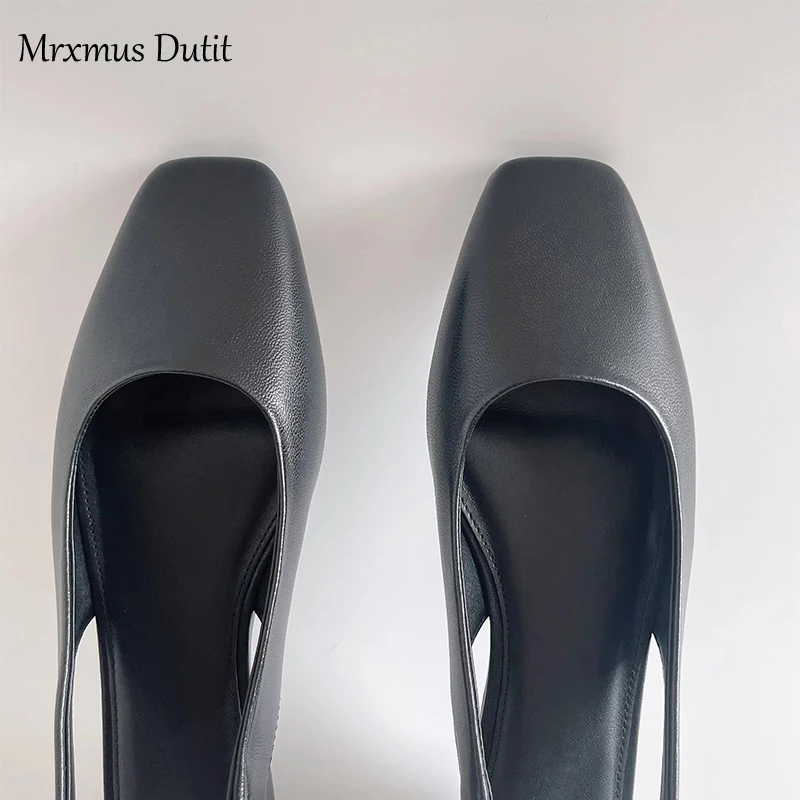 Mrxmus Dutit 2023 New Spring Summer Women Fashion Genuine Leather Flat Sandals Shoes Simple Elegant Casual Roman Shoes Female