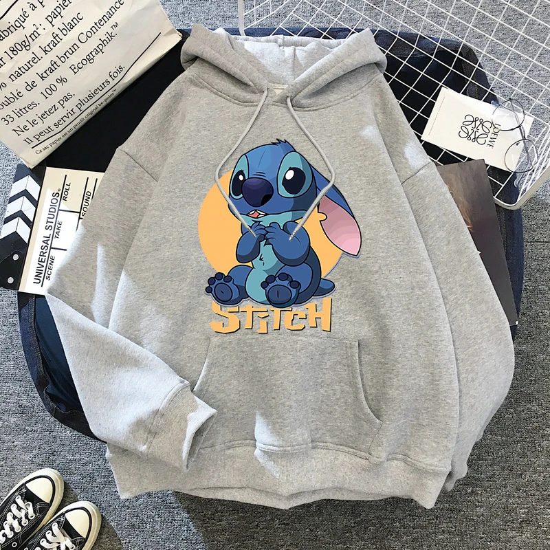 Y2k Gothic Winter Disney Stitch Hoodies Women Harajuku Cute Anime Sweatshirt Manga Streetwear Hoody Female Unisex