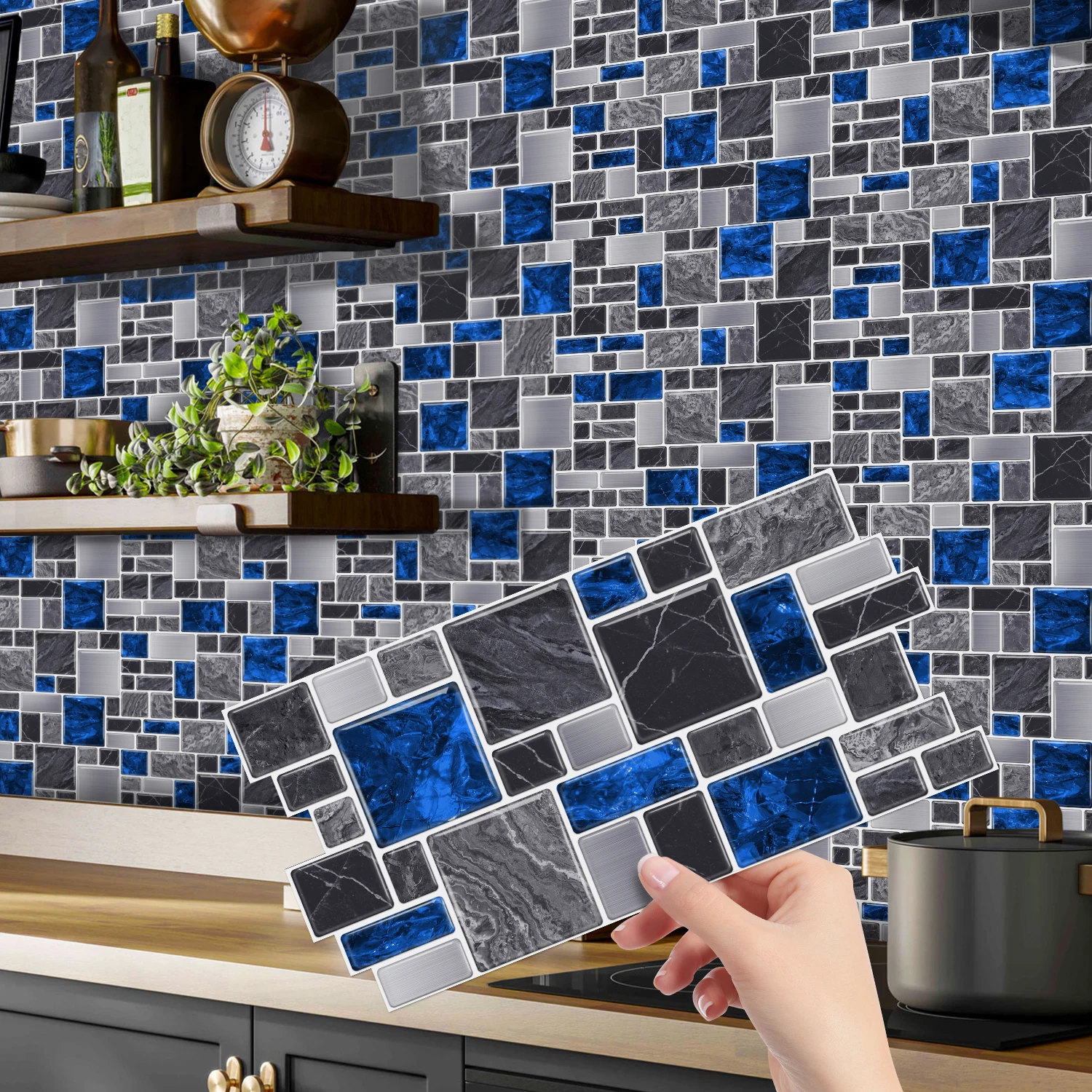 

(6/12/24/48 PCS)Self-Adhesive Marble Mosaic Wall Stickers, Easy to Cut & Install, HD Pattern, Waterproof, DIY Home Decor