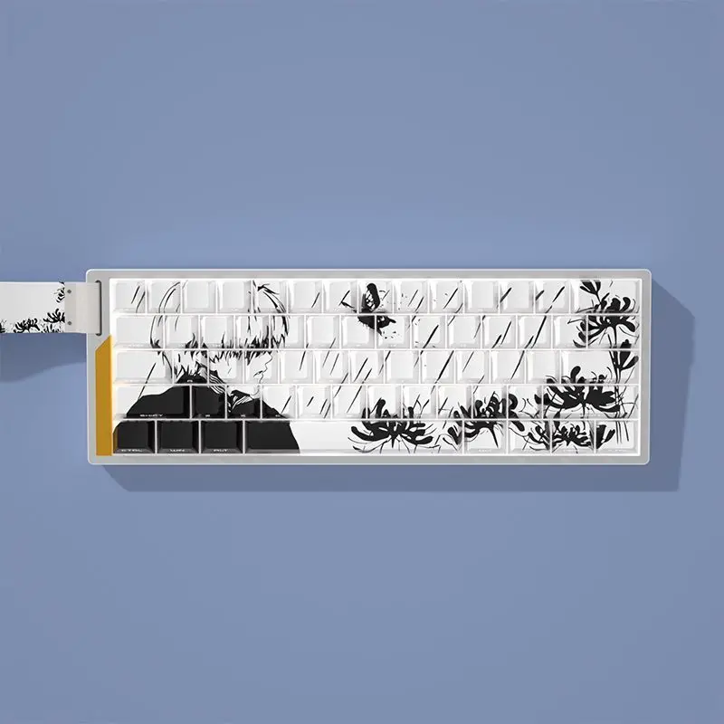 Kaneki Ken かねき けん Key Caps Anime Side Engraved Translucent Cherry Small Full Set PBT Dye-Sub Mechanical Keyboard Keycaps Wooting